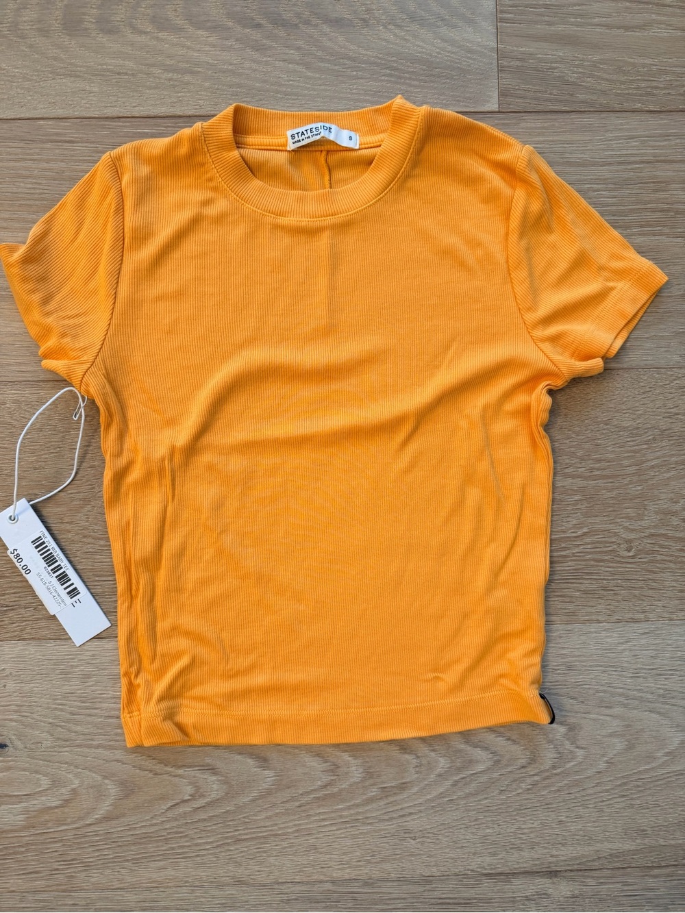 Stateside Bright Orange Ribbed Short Sleeve Tee